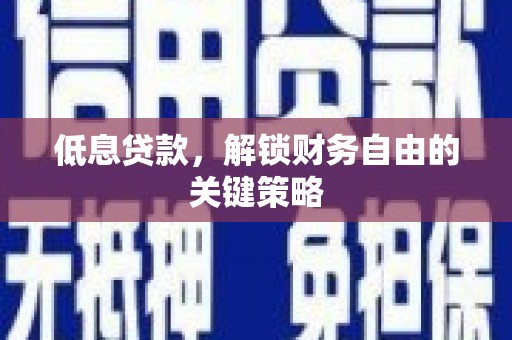瑞芳低息贷款，解锁财务自由的关键策略