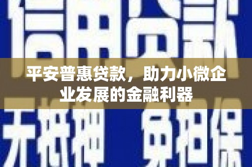 石屏平安普惠贷款，助力小微企业发展的金融利器